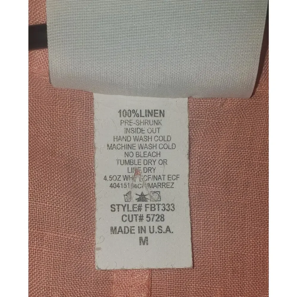 La Fixsun Peach Linen Oversized Tunic M Lagenlook Coastal Grandma Cottagecore